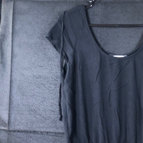 Express Womens Romper Black Short Sleeve Scoop Neck Pockets Small - Picture 4 of 11